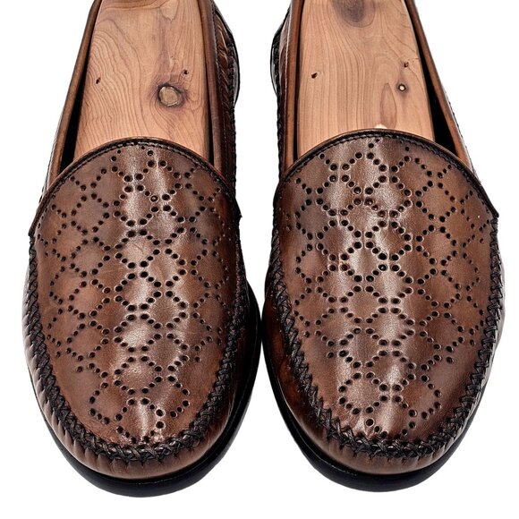 NEW Vintage Bragano Cole Haan Men's 7.5M Brown Leather Dress Shoes Italy Loafers - Picture 2 of 16
